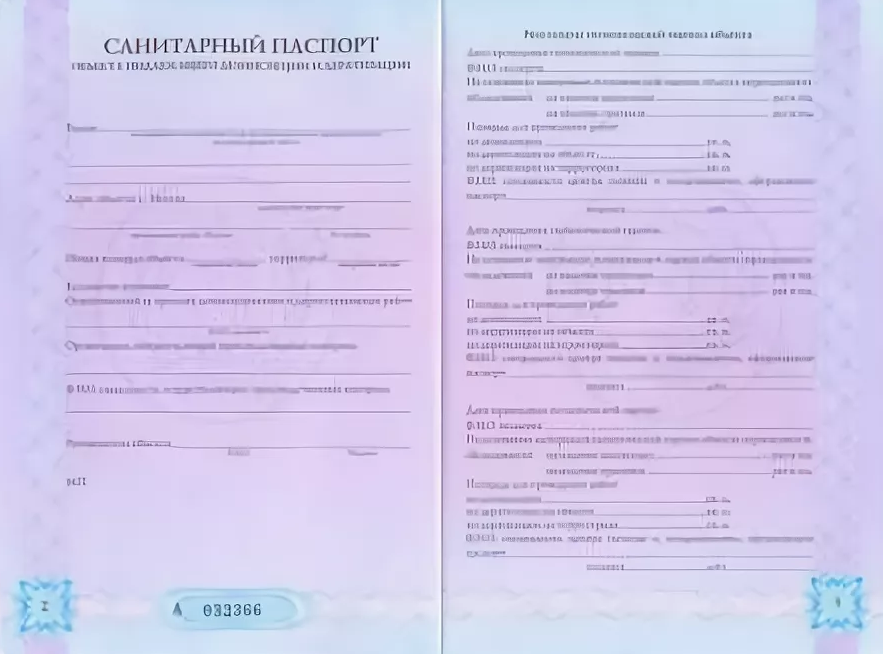 Внутренние страницы санитарного паспорта на объект