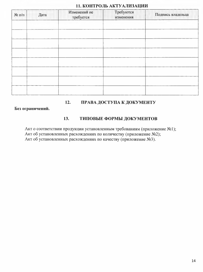 Образец инструкции по системе контроля качества рк